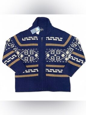 Pendleton Navy, Cream & Brown Zip-Front Men’s Sweater